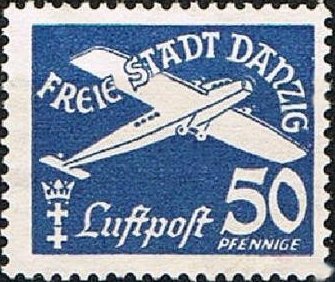 Stamp, Junkers W-33 airplane, Free City of Danzig,  , Aircrafts