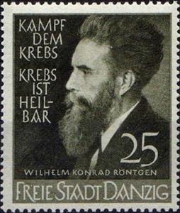 Stamp, Wilhelm Conrad Röntgen, Free City of Danzig,  