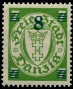 Stamp, The coat of arms of Danzig in an oval frame, Free City of Danzig,  