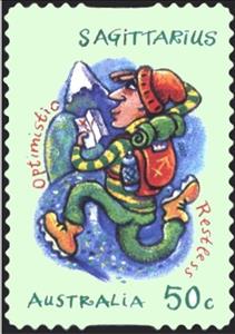 Stamp, Sagittarius, Australia,  , Zodiac