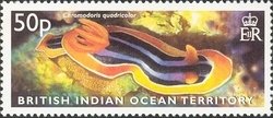 Stamp, Pyama Slug (Chromodoris quadricolor), British Indian Ocean Territory,  , Sea Life