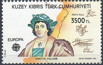 Stamp, Cristobal Colón, Northern Cyprus,  , Famous People, C.E.P.T., Discoverers
