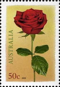 Stamp, Red Rose, Australia,  , Flowers, Roses