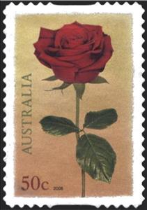 Stamp, Red Rose, Australia,  , Flowers, Roses