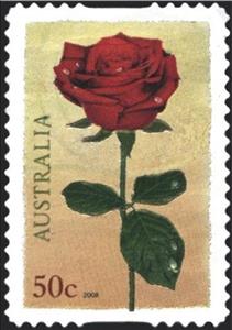 Stamp, Red Rose, Australia,  , Flowers, Roses, Plants (Flora)
