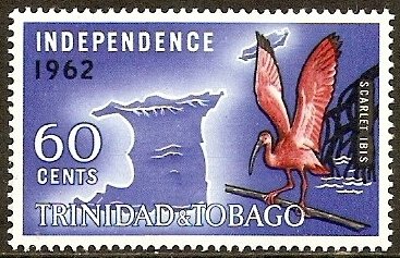 Stamp, Scarlet Ibis (Eudocimus ruber), Map, Trinidad and Tobago,  , Maps, Birds, Animals (Fauna)