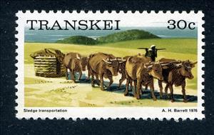 Stamp, Sledge transportation, South Africa, Homelands,  