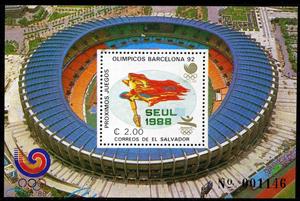 Souvenir Sheet, Olympic torch, El Salvador,  , Olympic Games