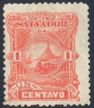 Locomotive in front of San Miguel volcano