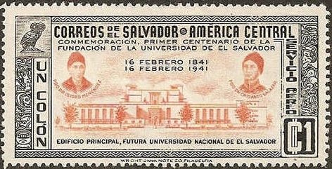 Stamp, Narciso Monterey and Antonio José Cañas, El Salvador,  