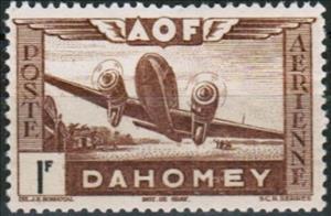 Stamp, Aircraft over Landscape - without RF, Dahomey,  , Aviation