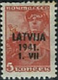 Stamp, Overprint LATVIJA Over Soviet Stamp, Germany, Occupations in the Years 1939-1945,  