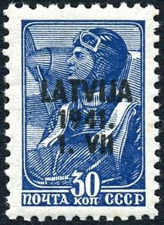 Overprint LATVIJA over Soviet Stamp