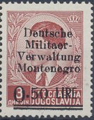 Overprint Issues "Deutsche Militaer/Verwaltung/Montenegro