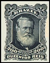 Stamp, Emperor Dom Pedro II, Brazil,  