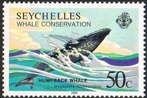 Stamp, Humpback Whale (Megaptera novaeangliae), Seychelles,  