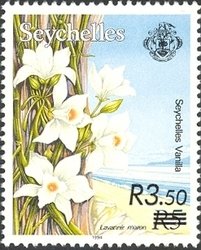 Stamp, Endemic Flora & Fauna Definitve overprint - Seychelles vanil, Seychelles,  , Orchids