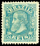 Stamp, Emperor Dom Pedro II, Brazil,  