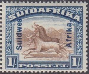 Stamp, Wildebeest (Connochaetes sp.), South-West Africa,  , Animals (Fauna)