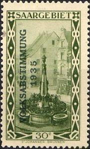 Stamp, Plebiscite, Germany, Saarland,  