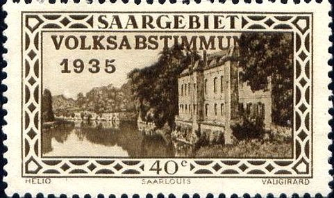 Stamp, Plebiscite, Germany, Saarland,  