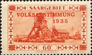 Stamp, Plebiscite, Germany, Saarland,  