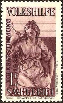 Stamp, Plebiscite, Germany, Saarland,  
