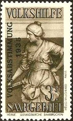 Stamp, Plebiscite, Germany, Saarland,  