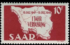 Stamp, Map of the Saarland, Germany, Saarland,  