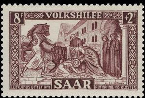 Stamp, Lutwinus wants to get accepted by monks, Germany, Saarland,  , Legends