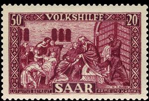 Stamp, Lutwinus attends poor and sick, Germany, Saarland,  