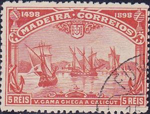 Stamp, Arrival at Calicut, Madeira Islands,  , Ships, Discoverers