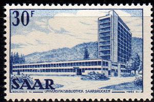 Stamp, New library, Germany, Saarland,  