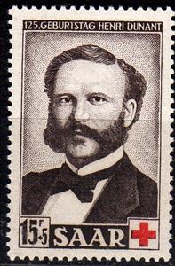 Stamp, H. Dunant, founder, Germany, Saarland,  , Red Cross and Red Crescent