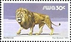 Stamp, Lion (Panthera leo), South-West Africa,  , Лев, Animals (Fauna)