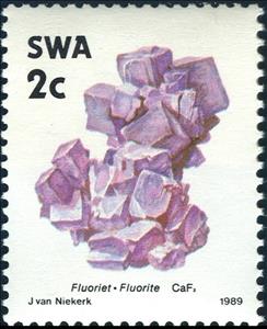 Stamp, Fluorite, South-West Africa,  , Minerals