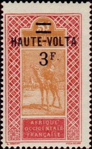 Stamp, Dromedary (Camelus dromedarius) with Rider, Upper Volta,  , Mammals, Camels, Animals (Fauna)