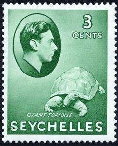 Stamp, King George VI, Aldabra Giant Tortoise (Aldabrachelys gigant, Seychelles,  , Heads of State, Turtles, Kings