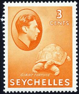 Stamp, King George VI, Aldabra Giant Tortoise (Aldabrachelys gigant, Seychelles,  