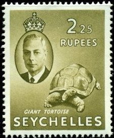Stamp, Aldabra Giant Tortoise (Aldabrachelys gigantea), Seychelles,  , Turtles, Kings