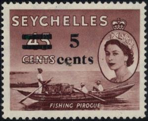 Stamp, Surcharged in Black, Seychelles,  