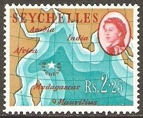 Stamp, Map of Indian Ocean, Seychelles,  