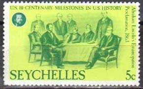 Stamp, Lincoln’s Emancipation Proclamation, Seychelles,  