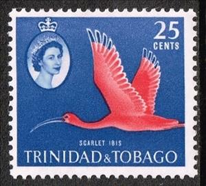 Stamp, Scarlet Ibis (Eudocimus ruber), Trinidad and Tobago,  , Birds, Flamingos, Animals (Fauna)