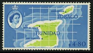 Stamp, Map of Trinidad & Tobago, Trinidad and Tobago,  , Maps, Queens