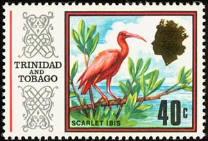 Stamp, Scarlet Ibis (Eudocimus ruber), Trinidad and Tobago,  , Birds, Animals (Fauna)