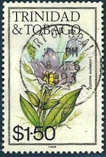 Stamp, Catchfly prairie gentian (Eustoma exaltatum), Trinidad and Tobago,  , Flowers, Plants (Flora)