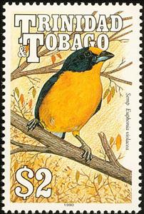 Stamp, Violaceous Euphonia (Euphonia violacea), Trinidad and Tobago,  , Birds