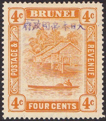 River with Canoe and Huts