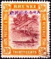 River with Canoe and Huts